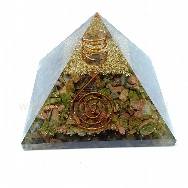 Orgone Pyramid Chakra Energy Generator - 7 Chakra Stone Meditation Pyramid With Copper Symbol