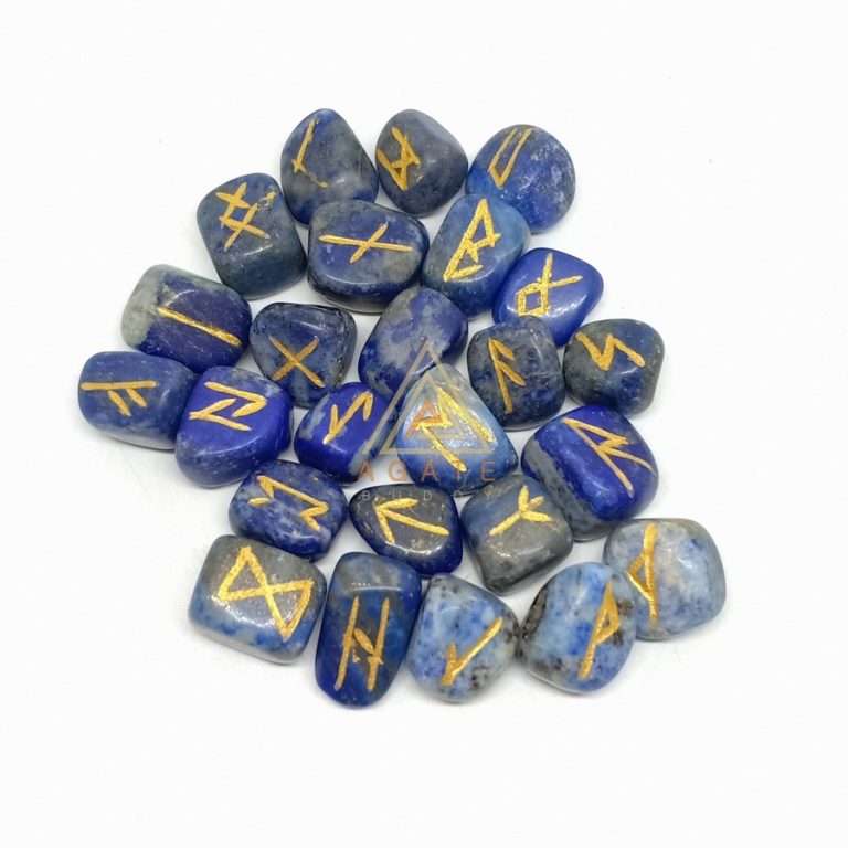 Set De Runes En Lapis-lazuli – Alphabet Elder Futhark, Fait Main, Reiki Healing